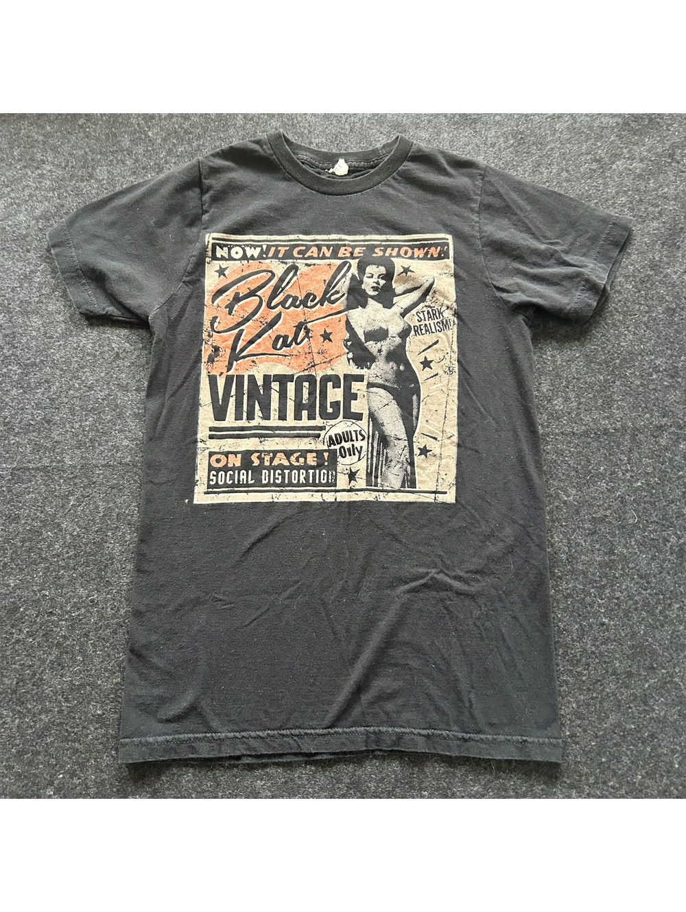 Social Distortion T-Shirt Pinup Girl Graphic Black Kat Vintage Small Unisex Punk